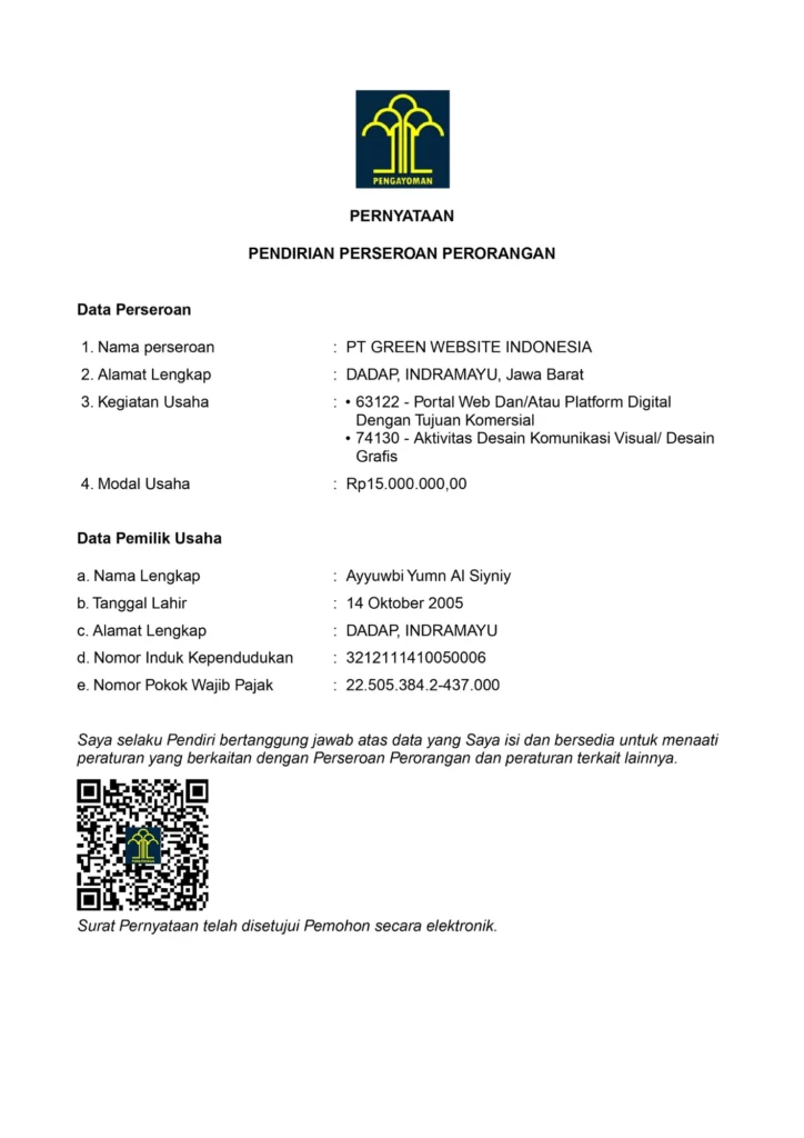 Legalitas Green Website Indonesia