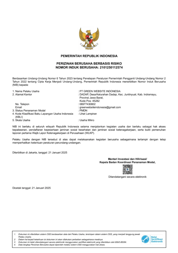 Sertifikat Green Website Indonesia